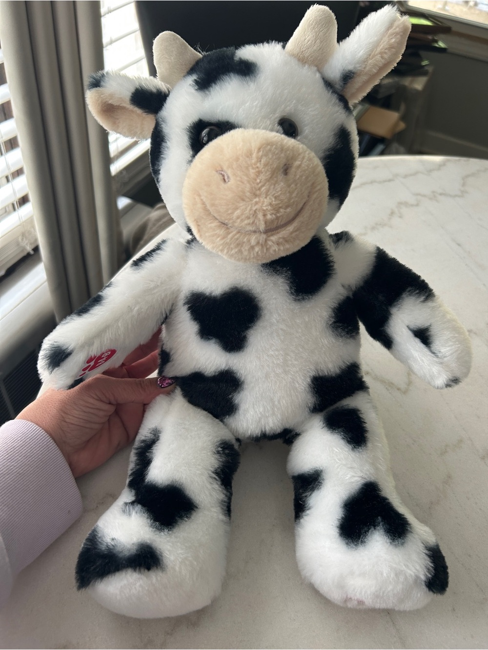 Build-A-Bear Black & White Cow Plush with Beige Muzzle